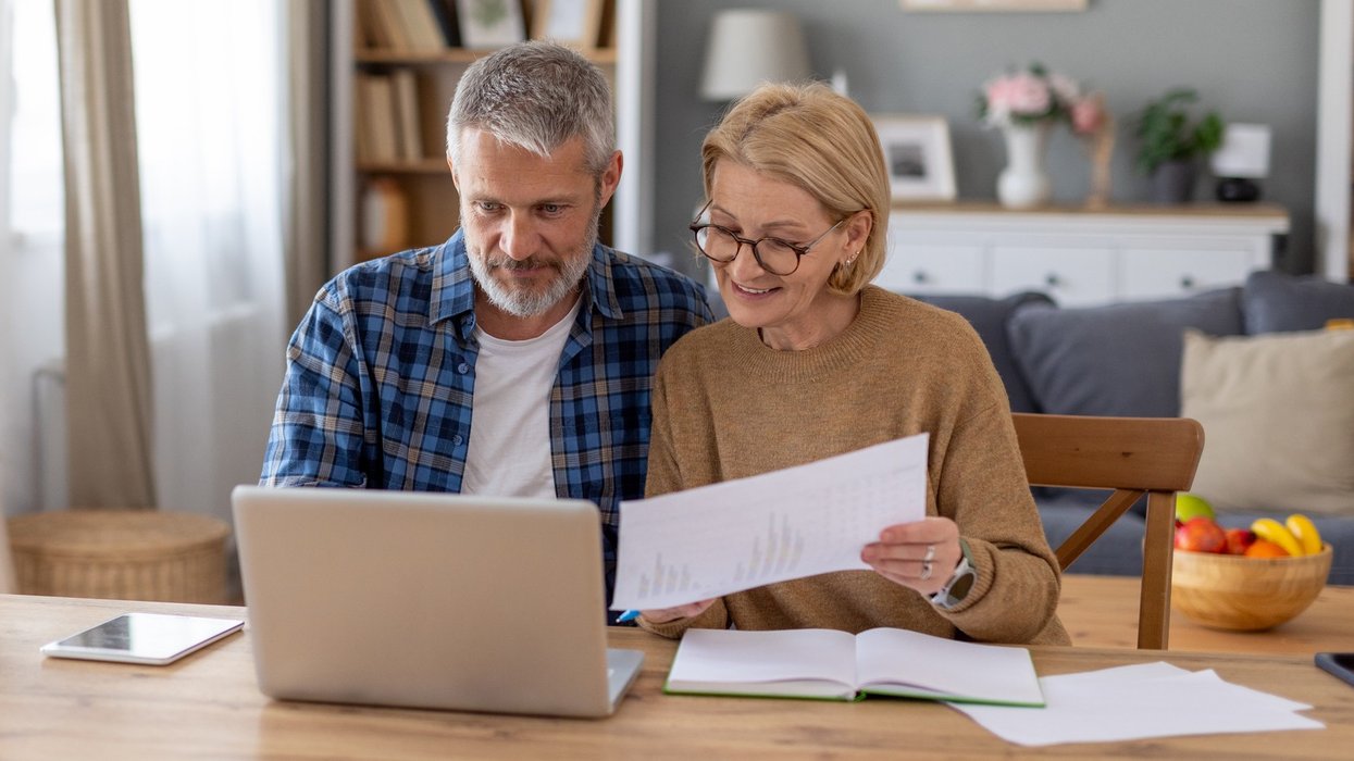 Couple at laptop