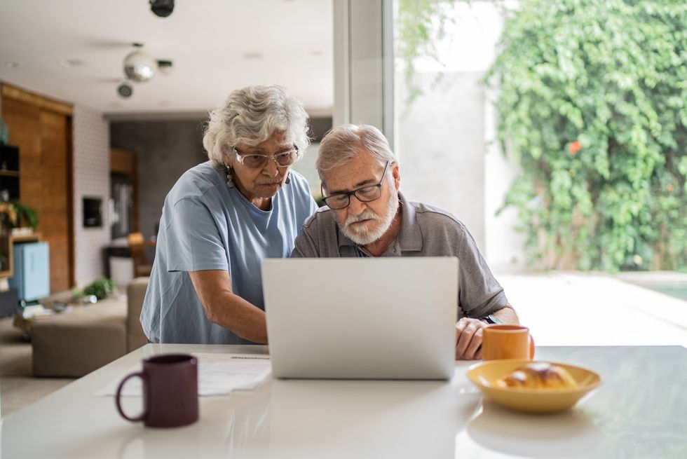 Couple at laptop