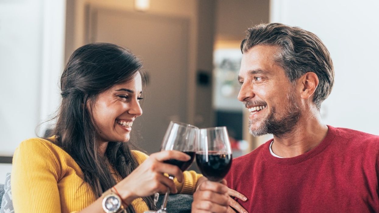 Couple drinking red wine