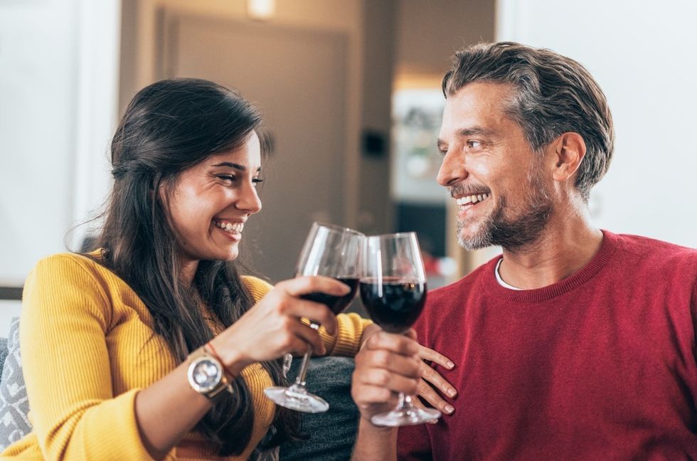 Couple drinking red wine