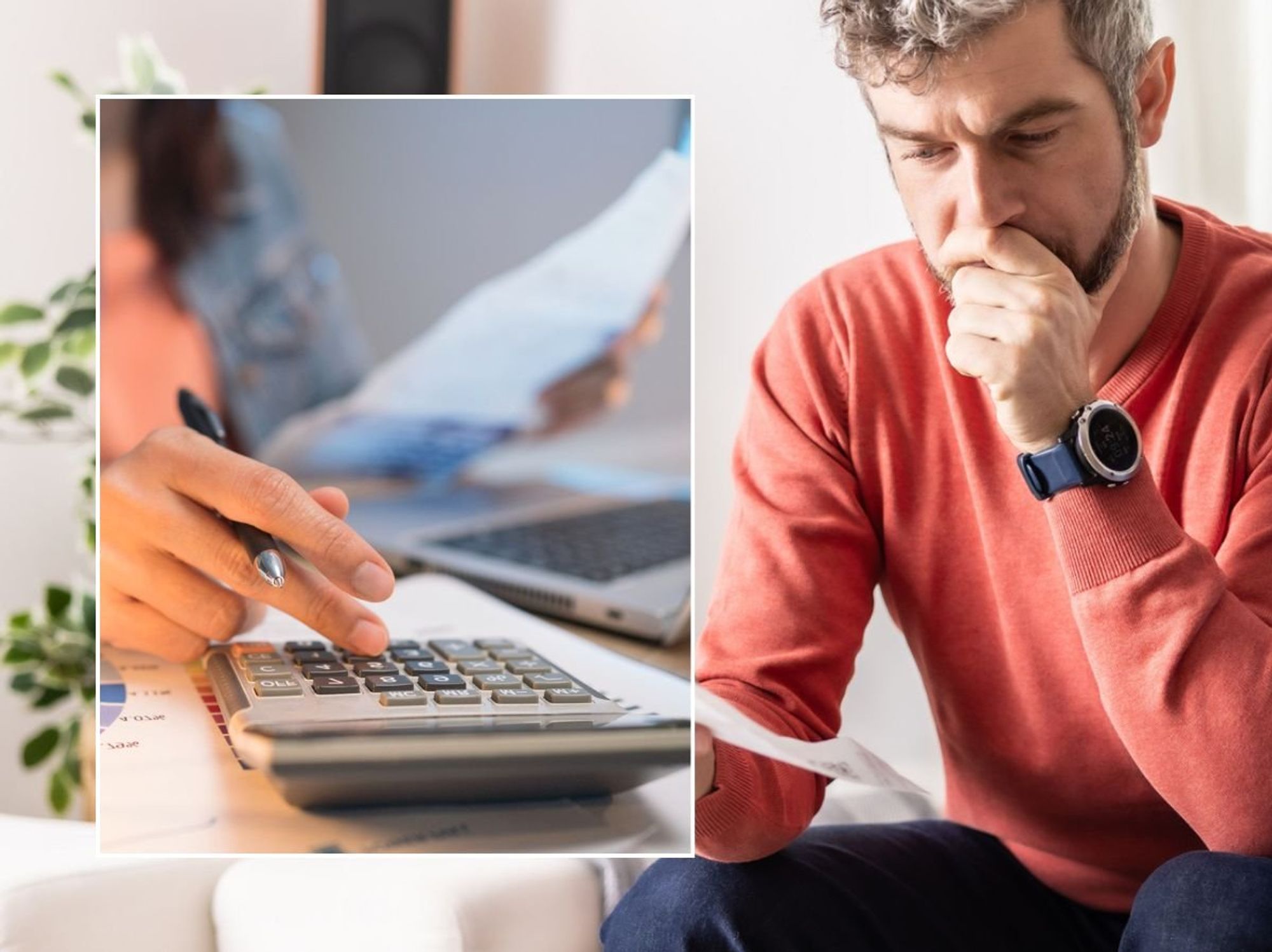 Couple going over finances and calculator