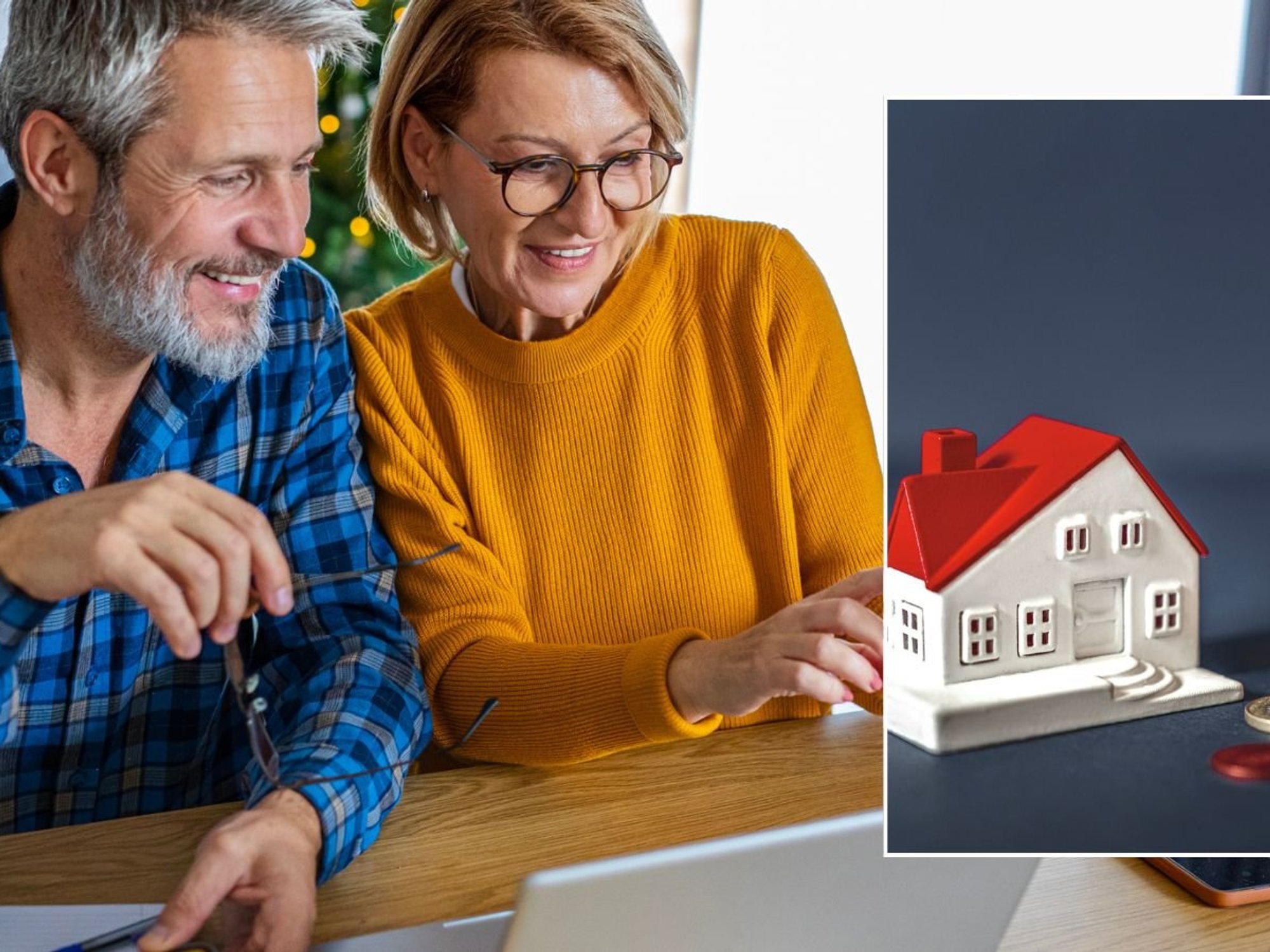 Couple going over finances and mortgage bill