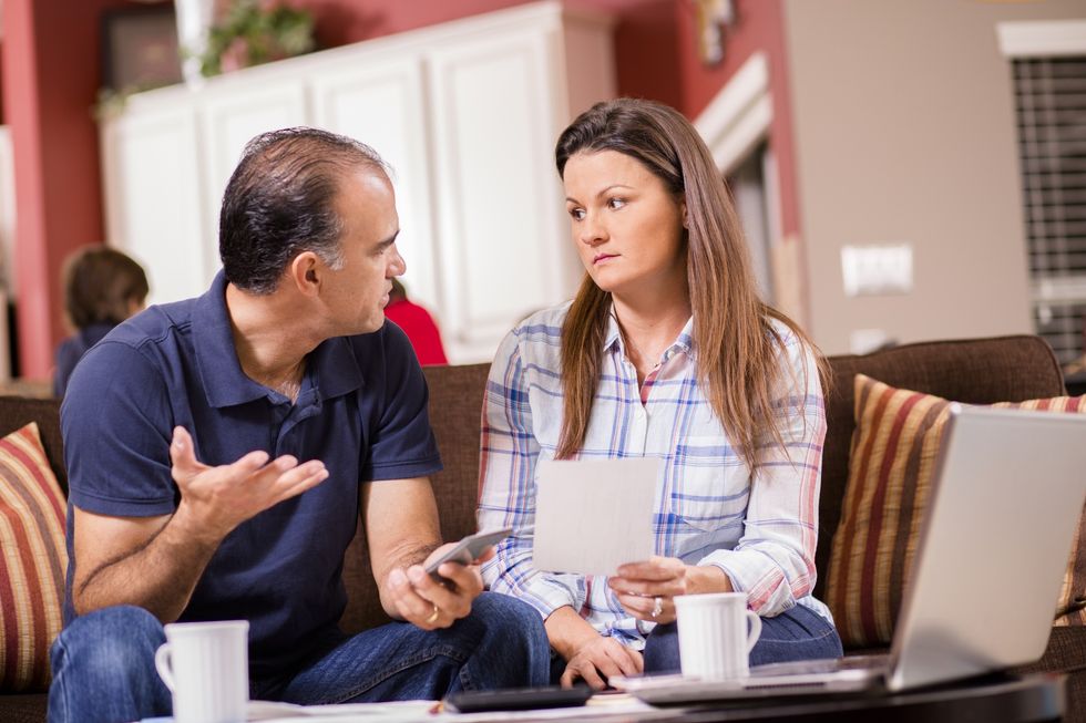 Couple going over finances