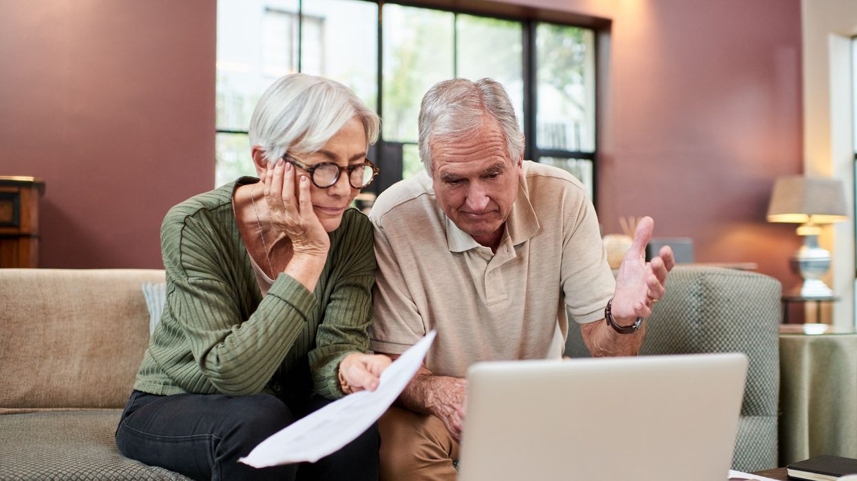 Couple going over taxes