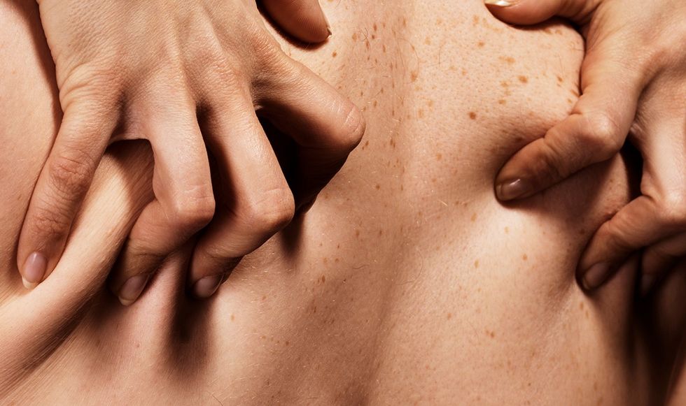 Couple gripping each other tightly