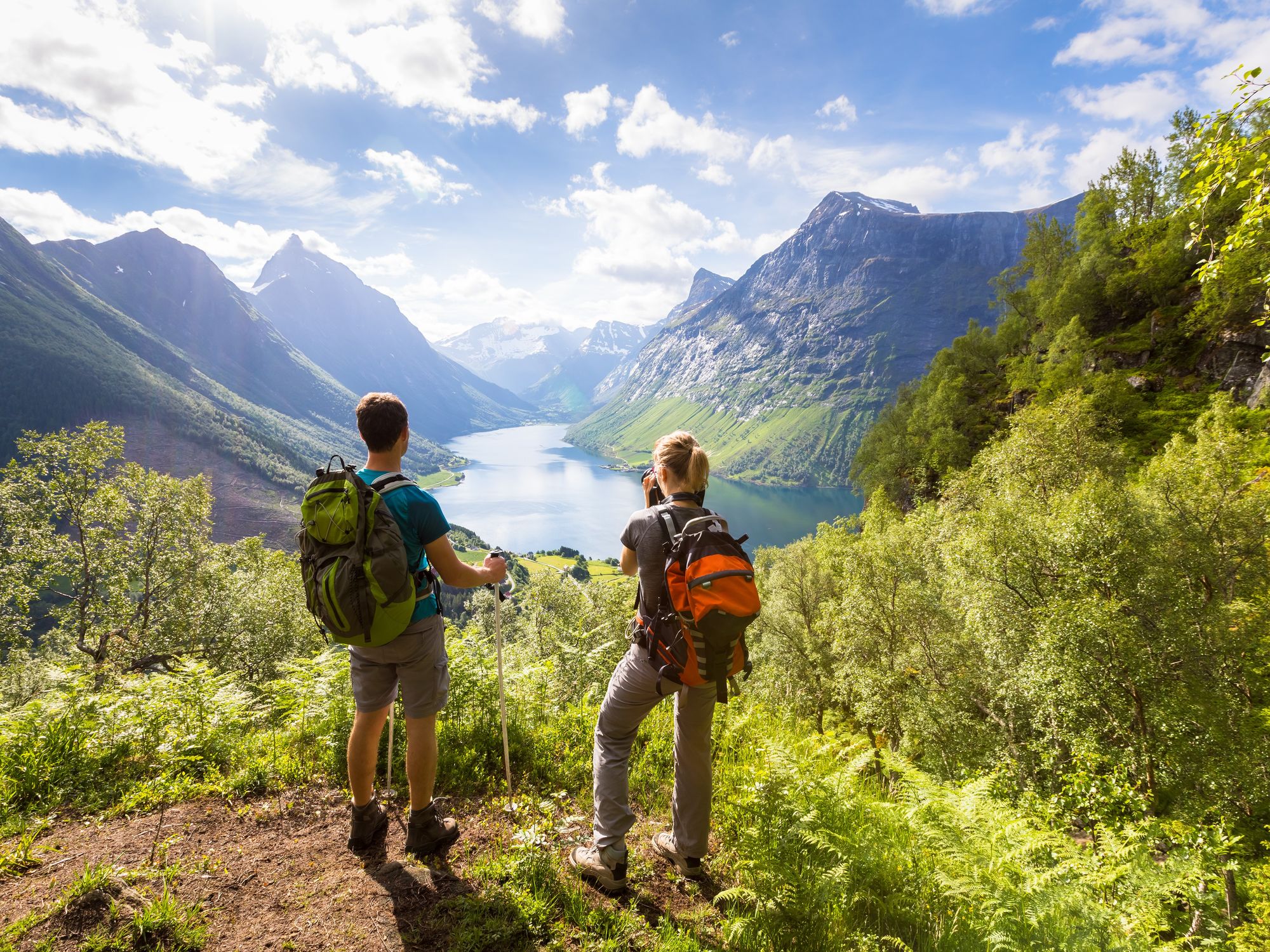 Couple hiking in Norway