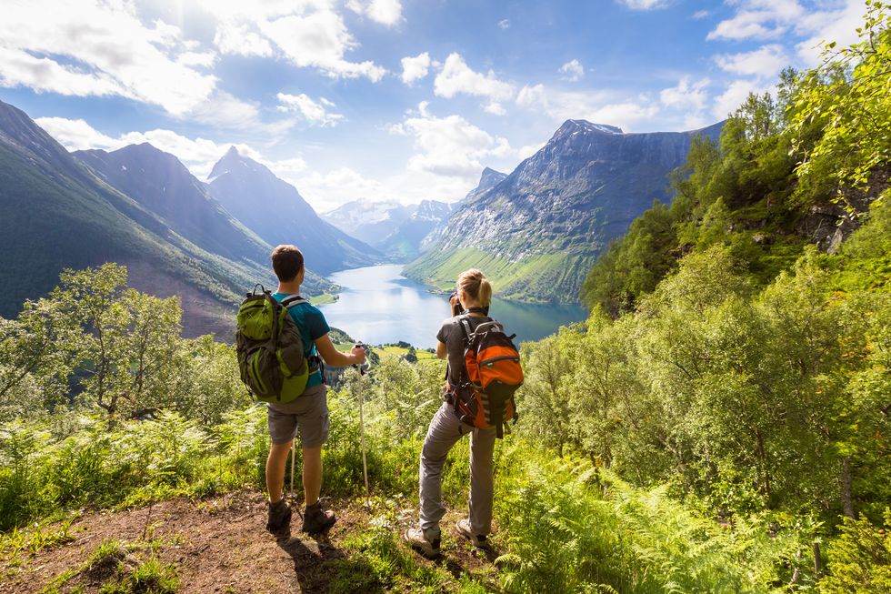 Couple hiking in Norway