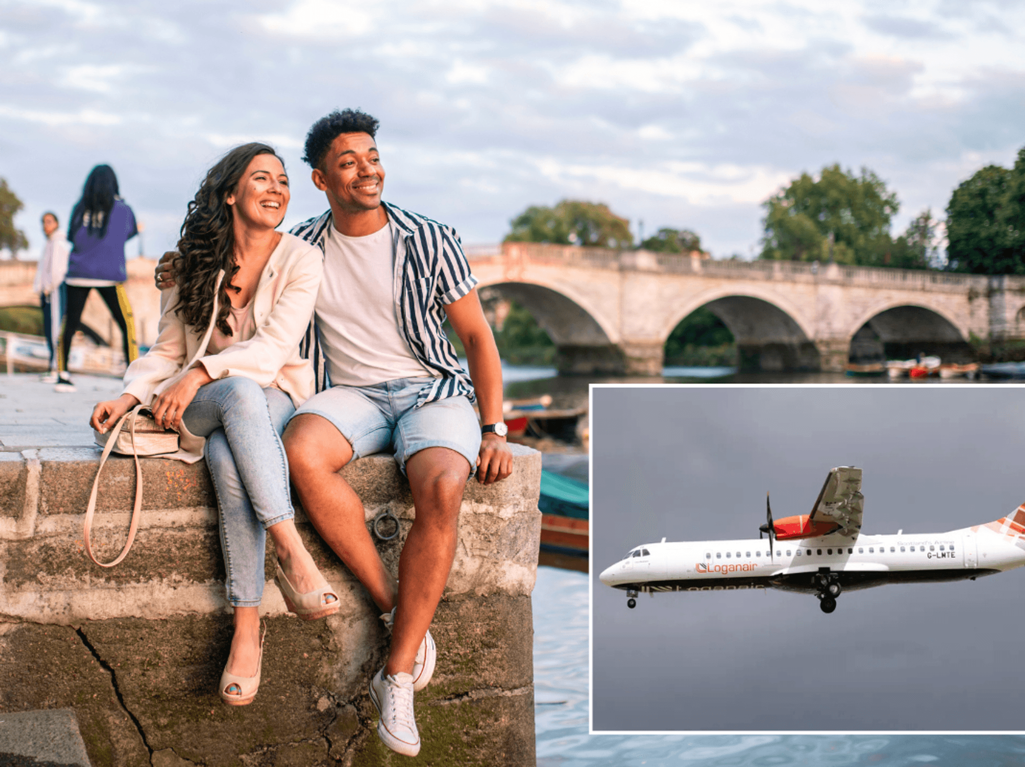 Couple in Richmond, London / Loganair plane