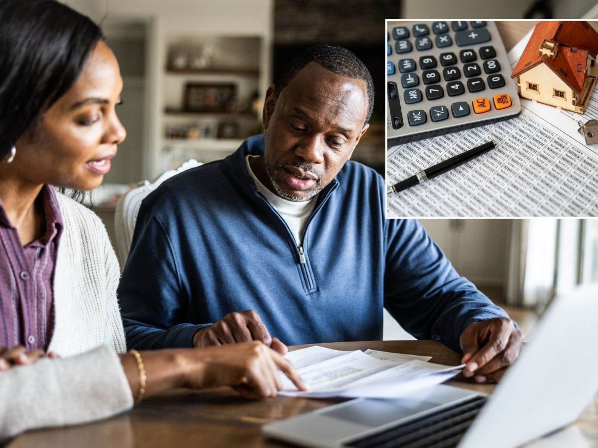 Couple looking at bills