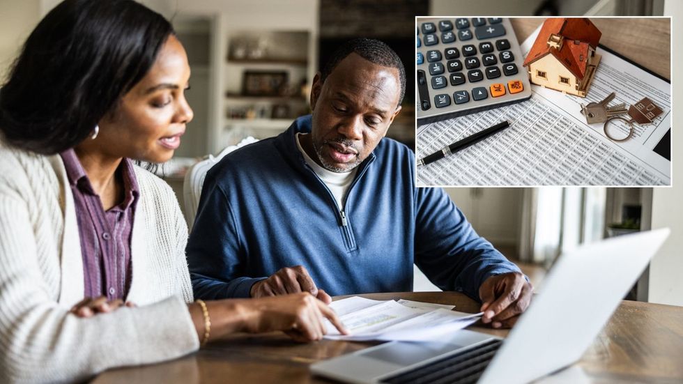 Couple looking at bills