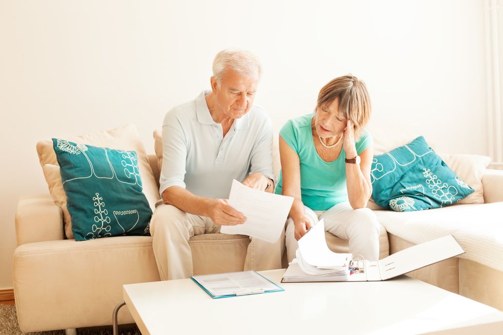 Couple looking at documents