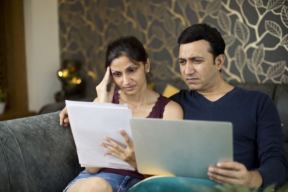 Couple looking at documents