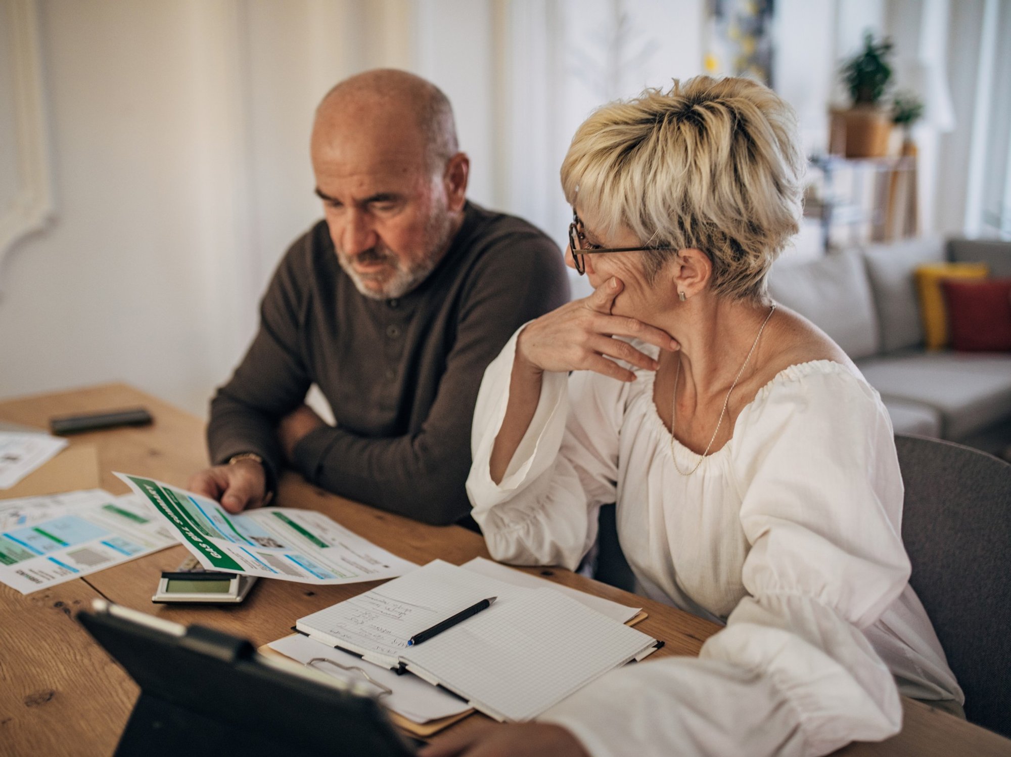 Couple looking at energy bills