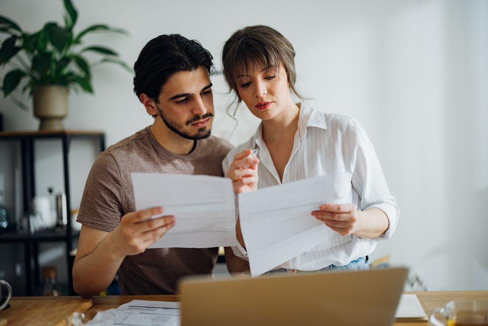 Couple looking at energy bills