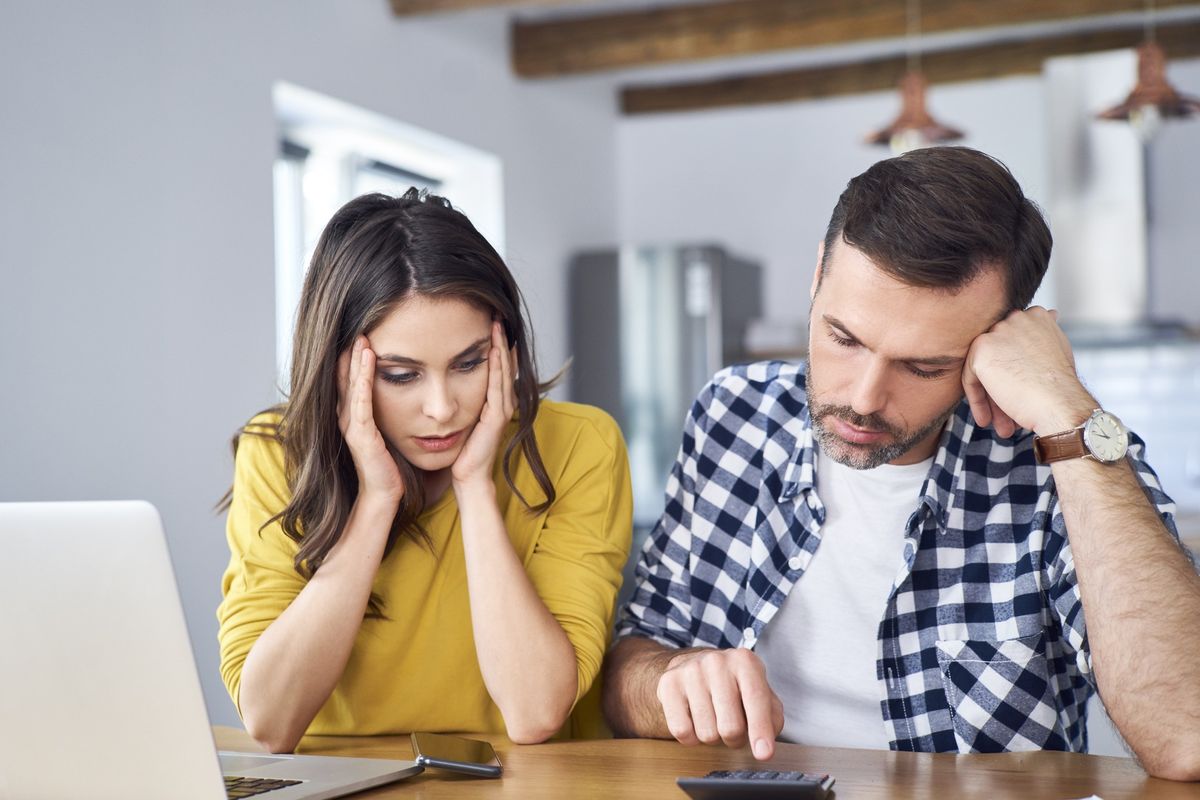 Couple looking at finances