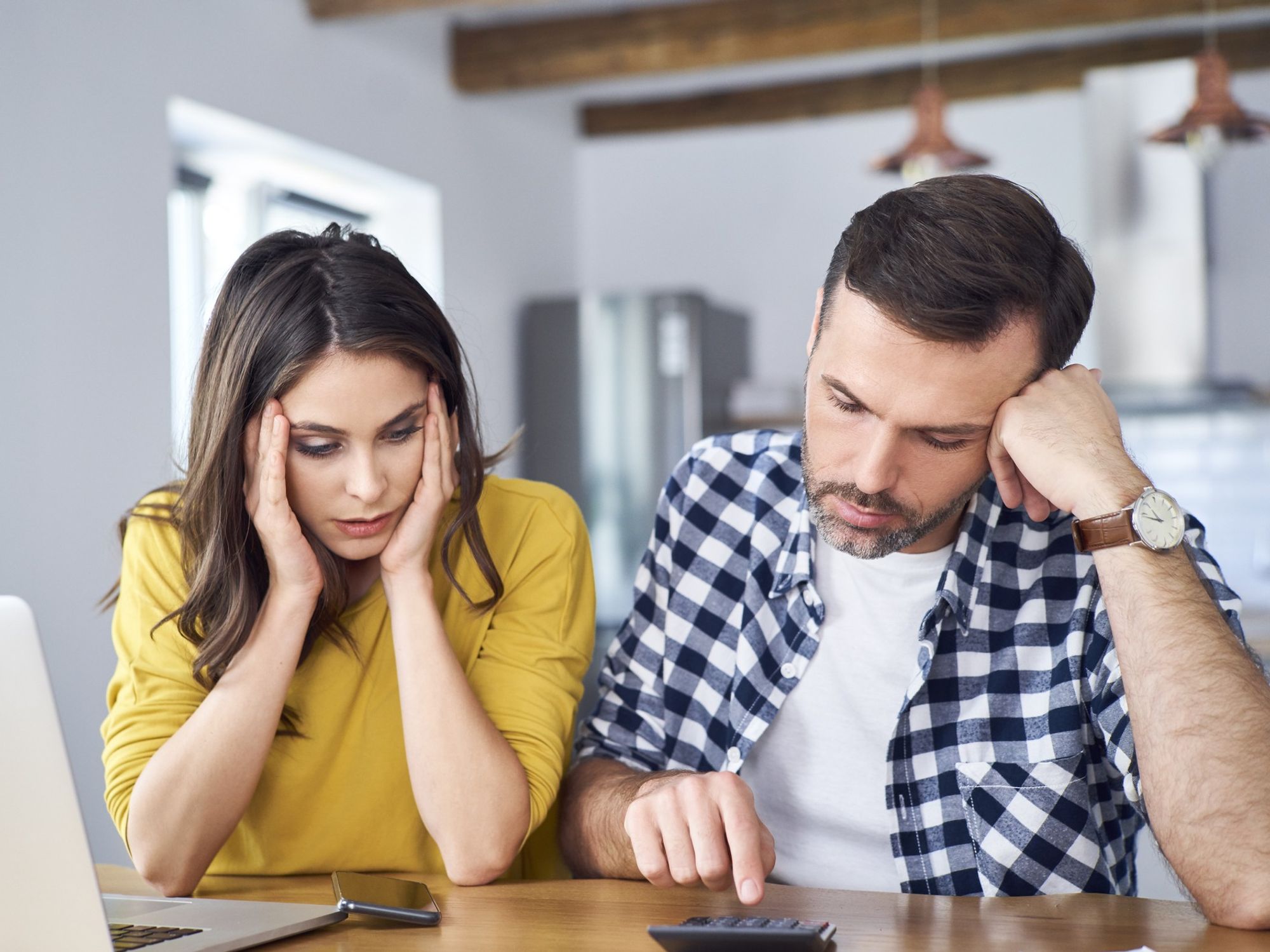 Couple looking at finances