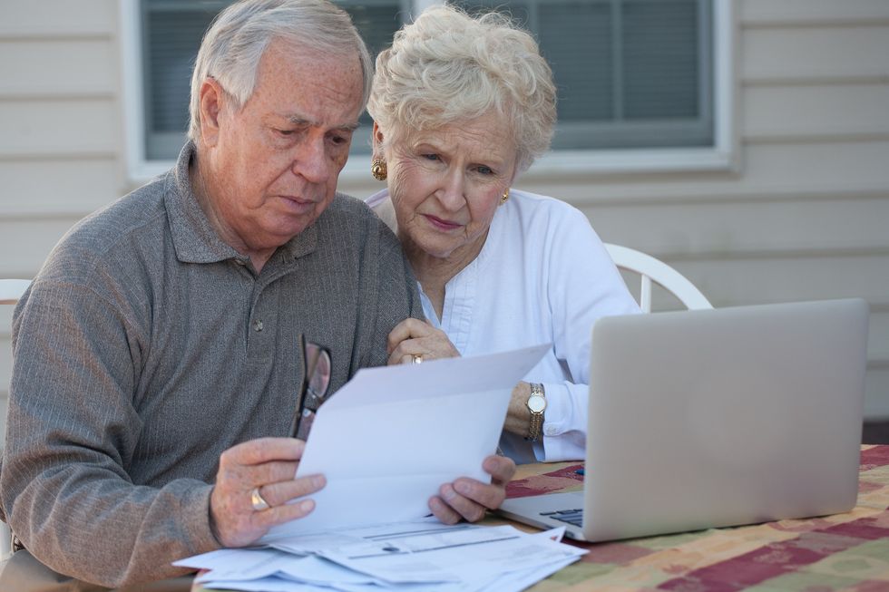 Couple looking at finances