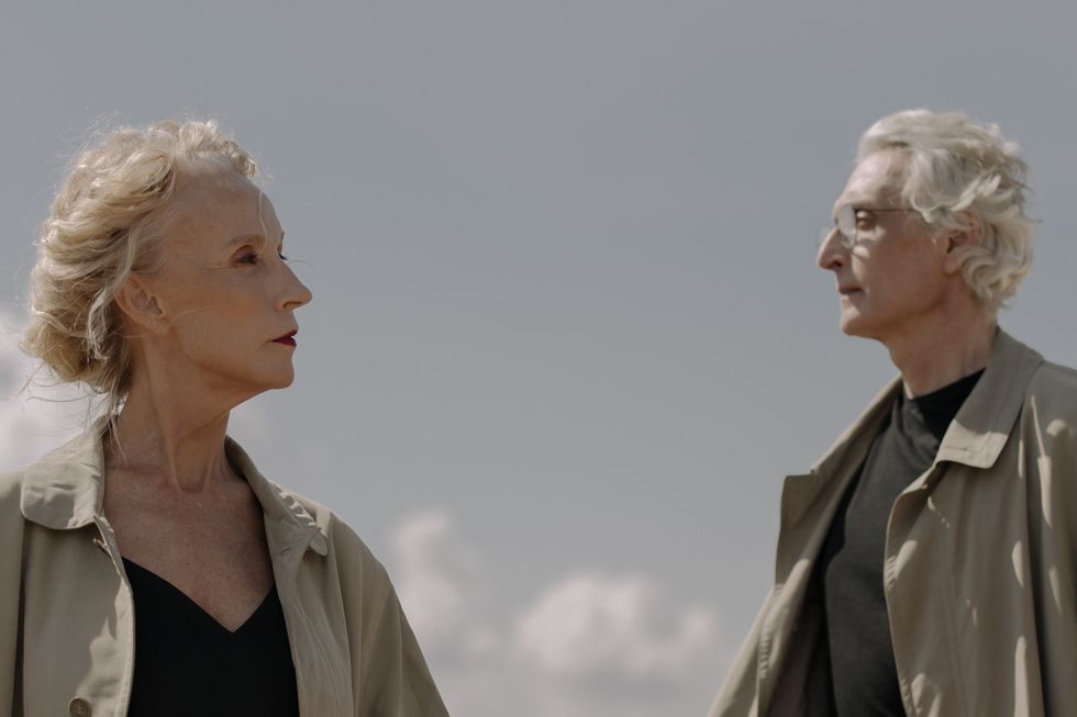 Couple looking at one another