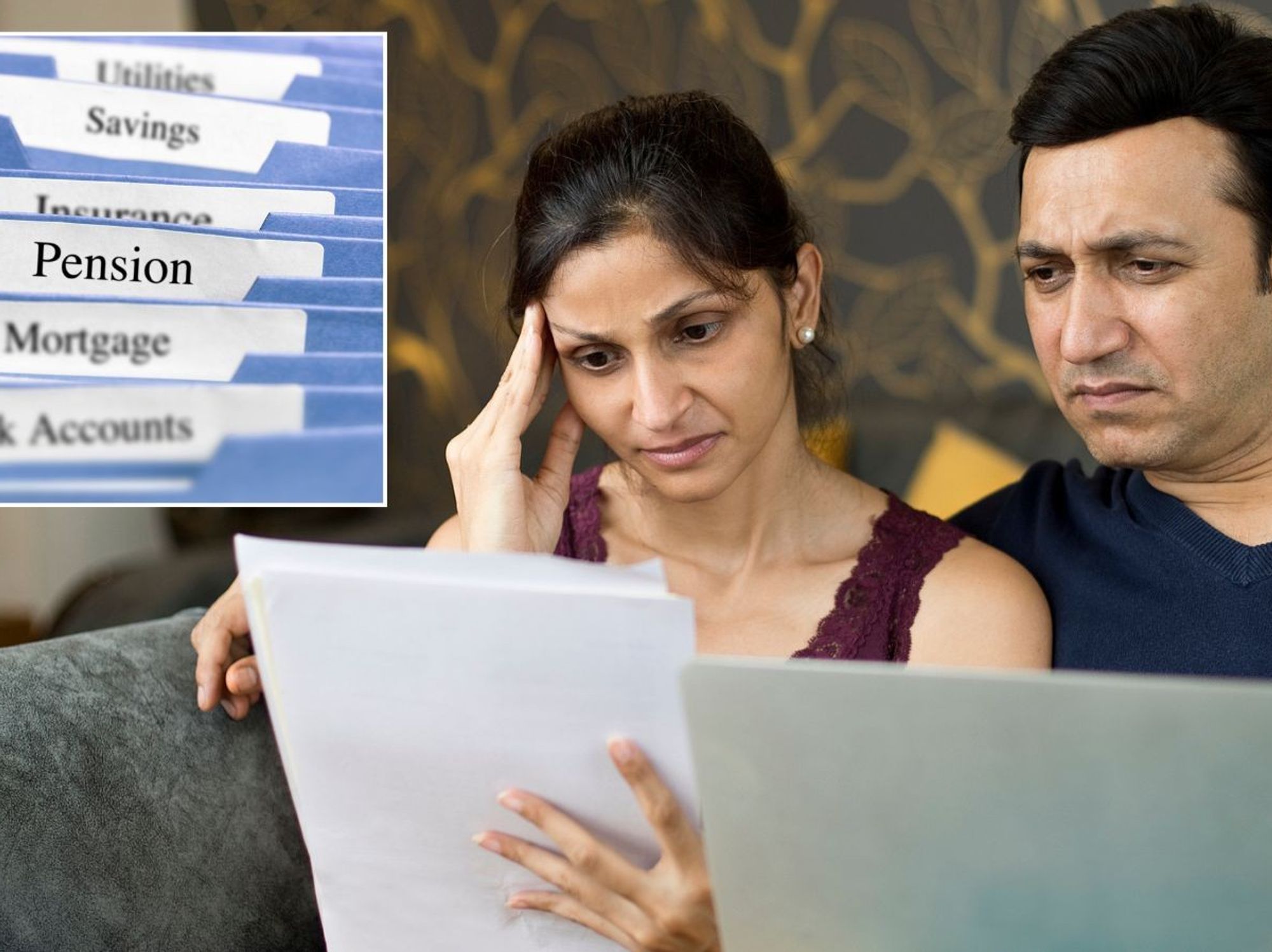 Couple looking at pension documents