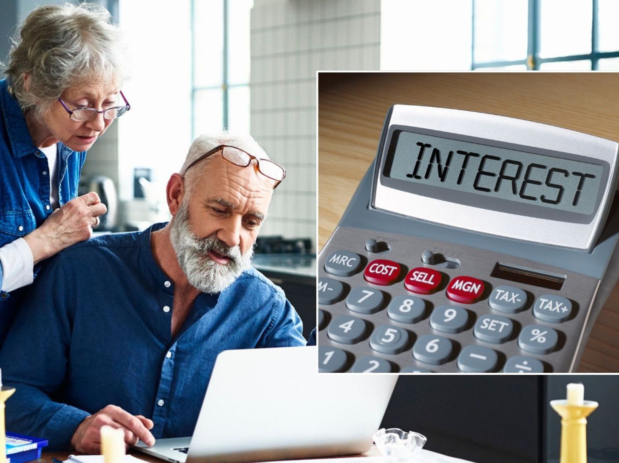 Couple looking at savings online