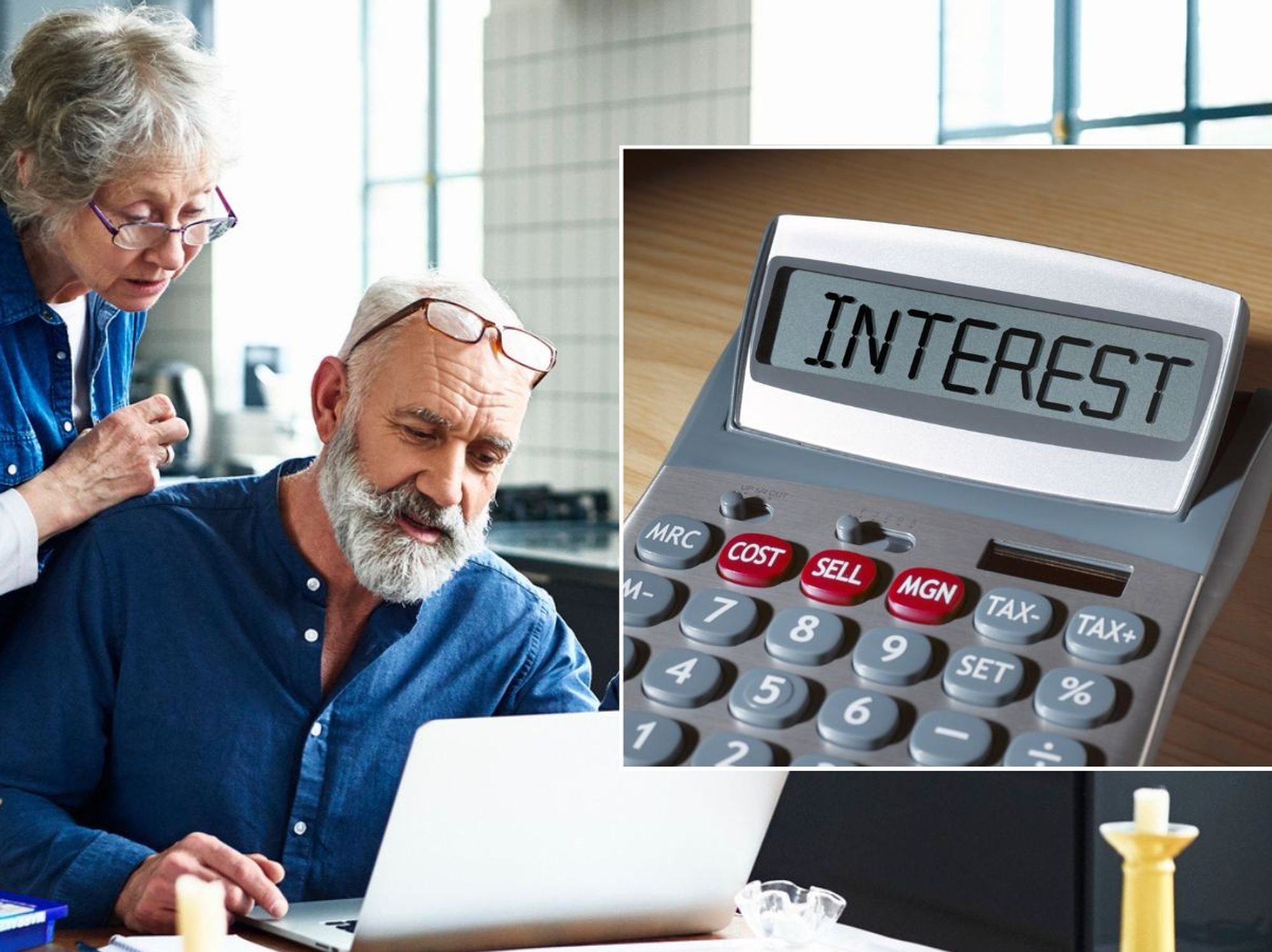 Couple looking at savings online