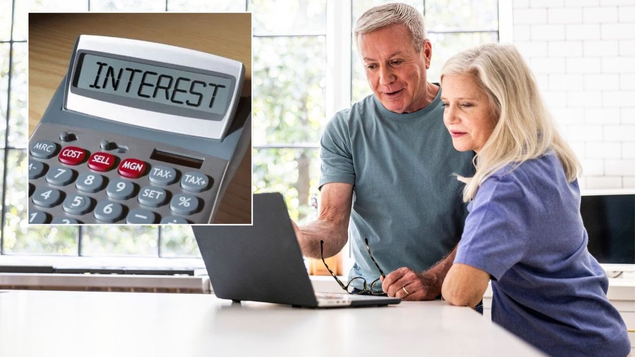 Couple looking at savings online