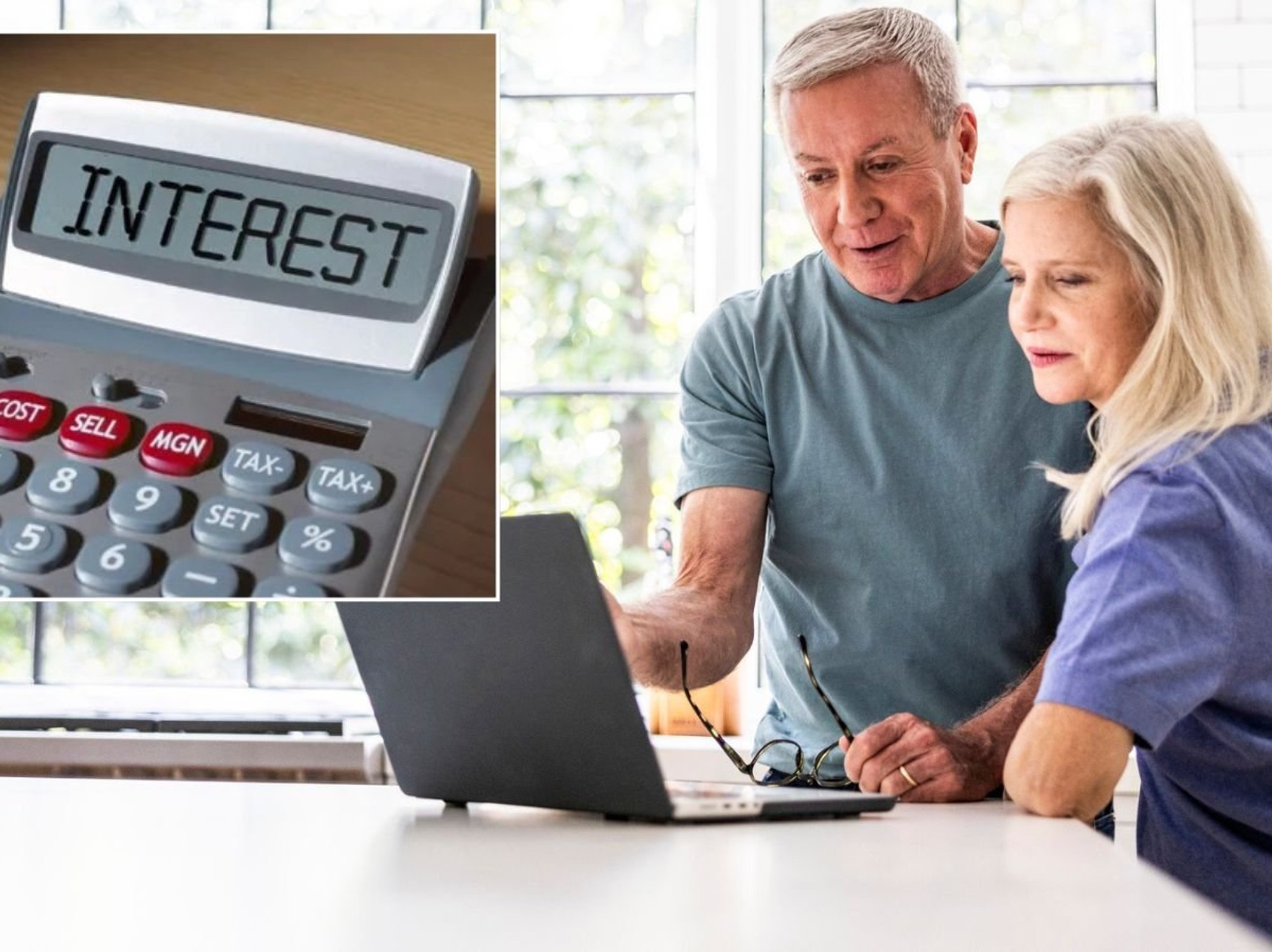 Couple looking at savings online