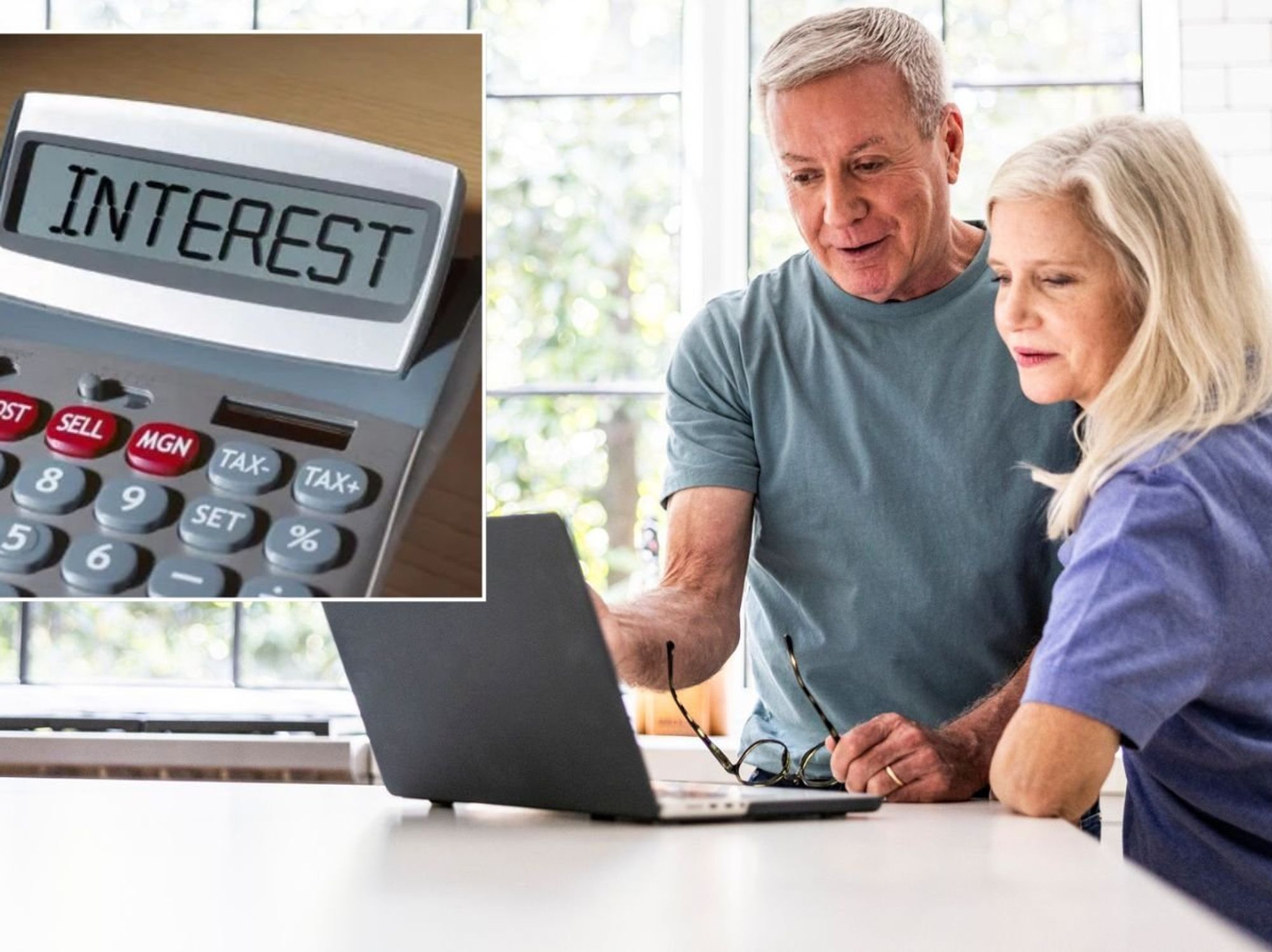 Couple looking at savings online