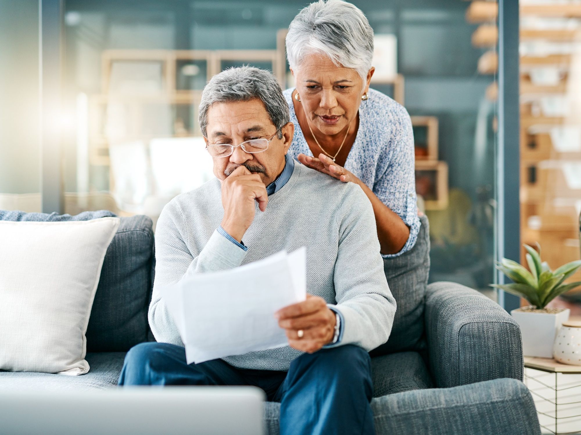 Couple looking at tax bill