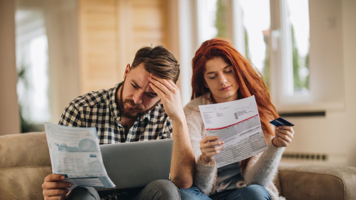 Couple looking at water bills