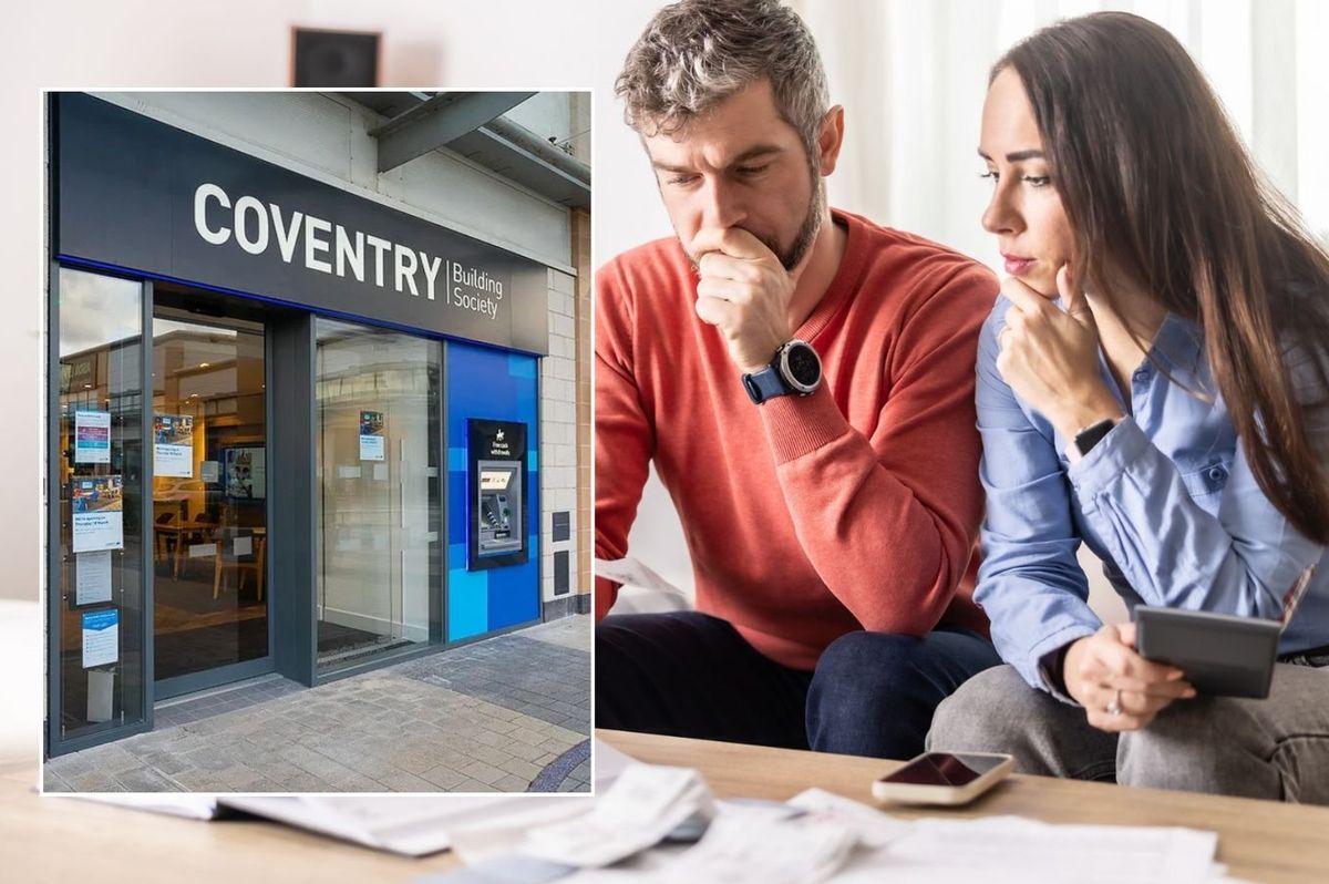 Couple looking worried and Coventry Building Society