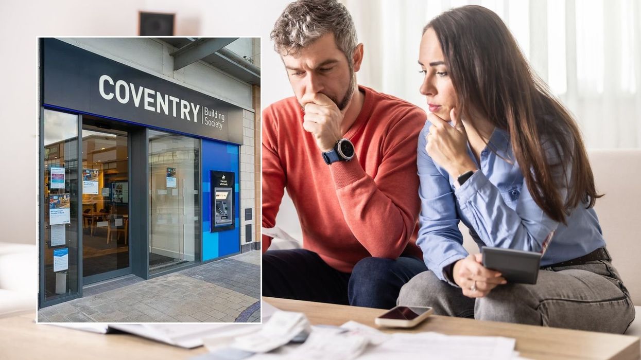 Couple looking worried and Coventry Building Society