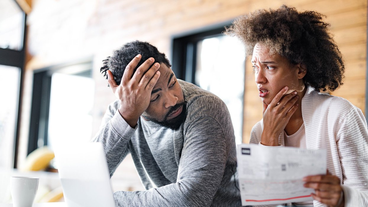 Couple looking worried