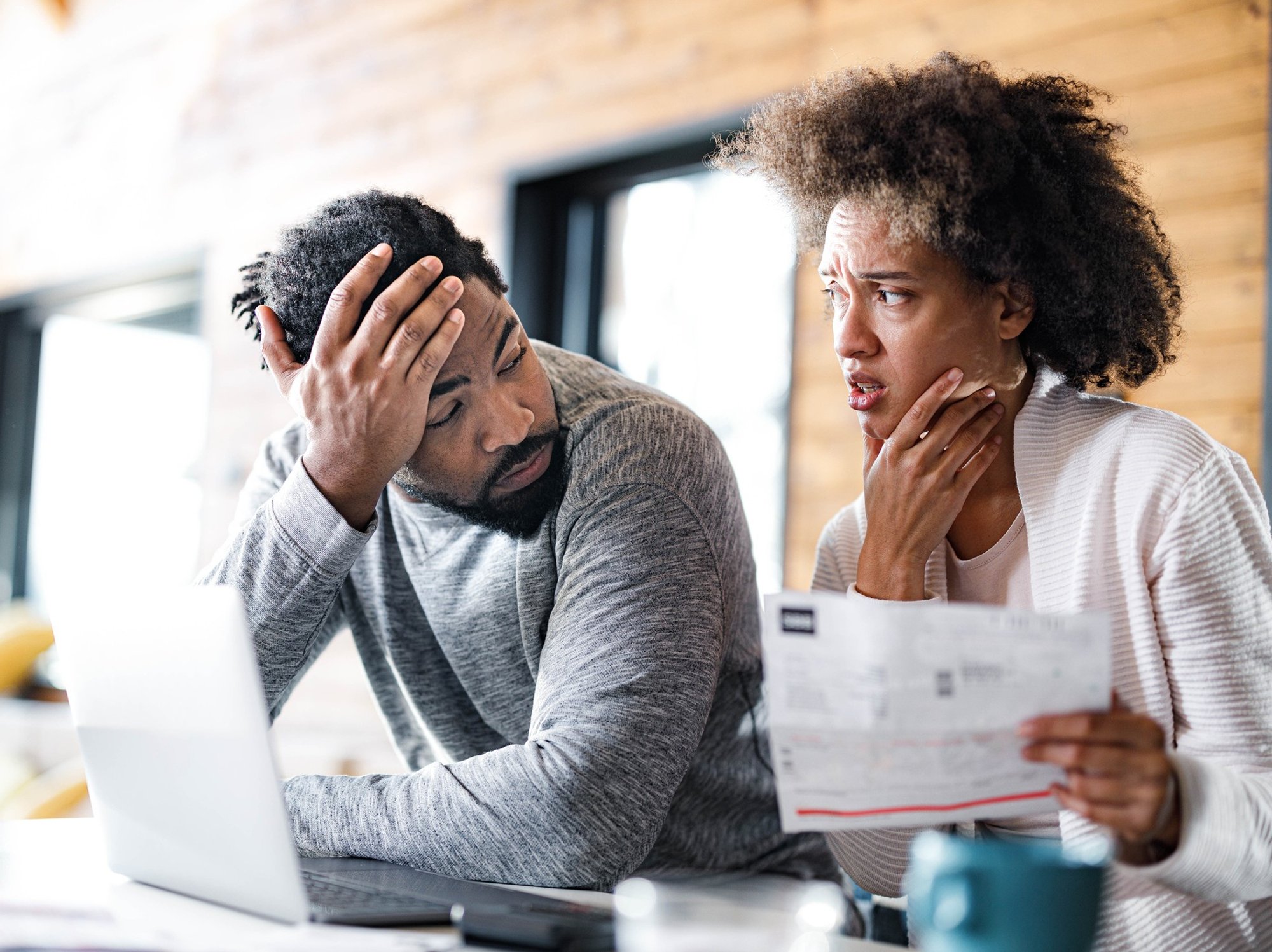 Couple looking worried