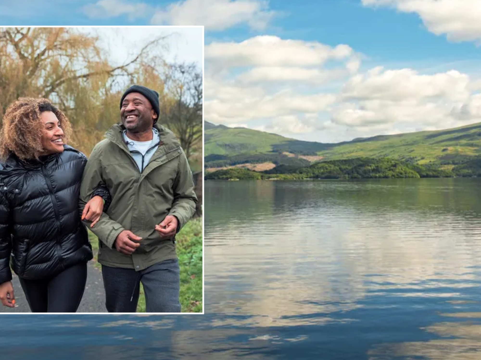 Couple on winter walk / Loch Lomond
