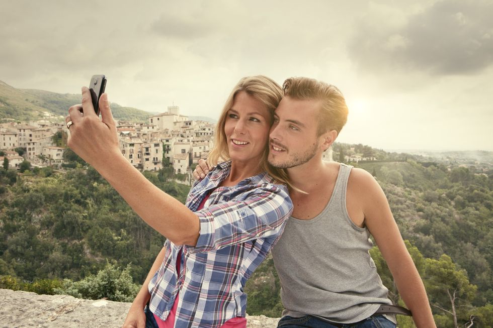 Couple taking selfie on holiday