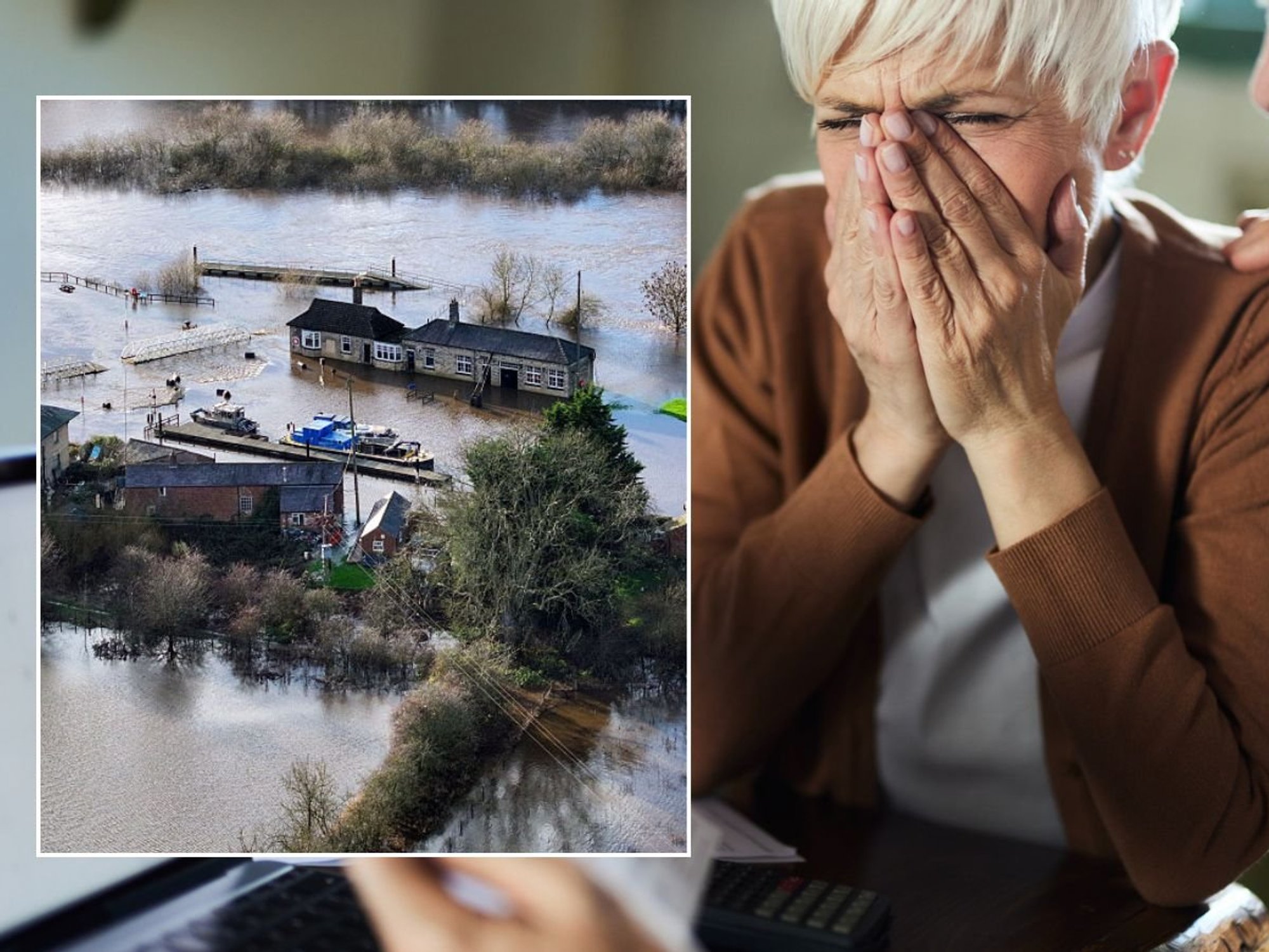 Couple upset and flooded area of England