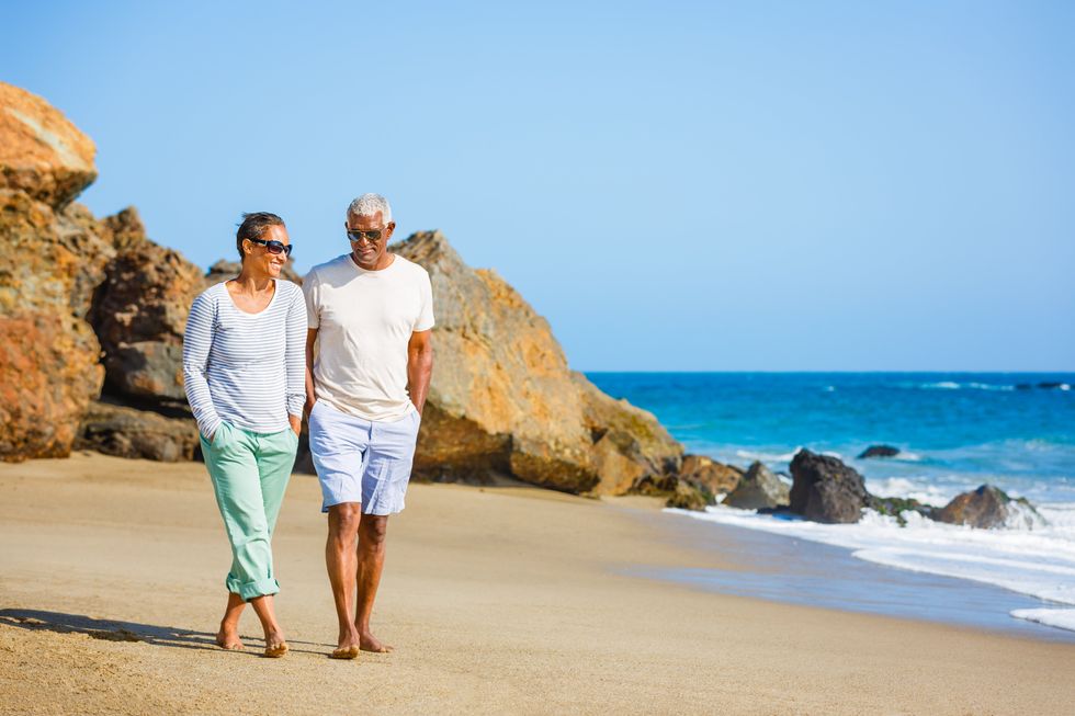 Couple walking on beach