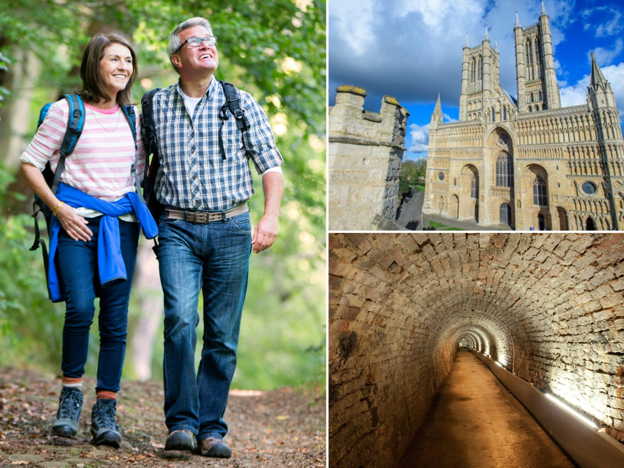 Couple walking outdoors/Lincoln Cathedral/The Victoria Tunnel