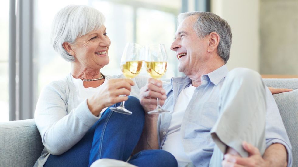 Couple with champagne glasses