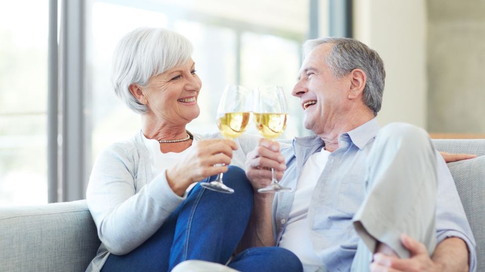 Couple with champagne glasses