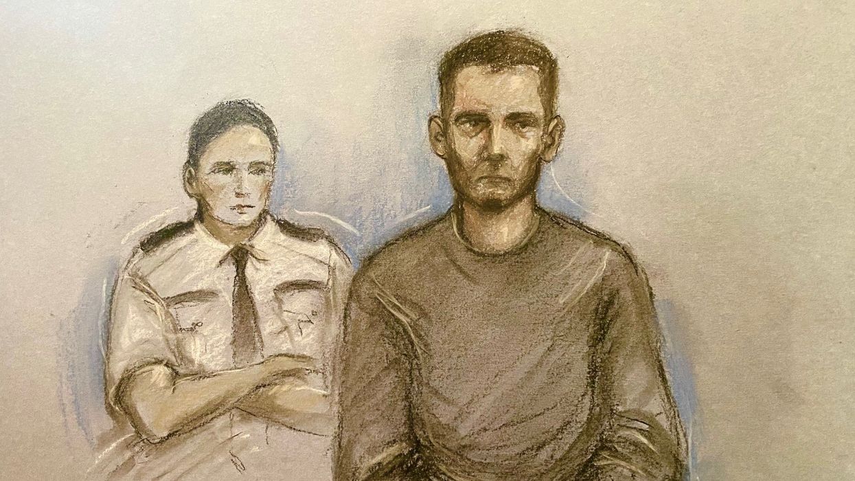 Court artist drawing by Elizabeth Cook of Ioan Pintaru appearing at Westminster Magistrates' Court, London, charged with attempted murder after an 11-year-old girl was stabbed in Leicester Square