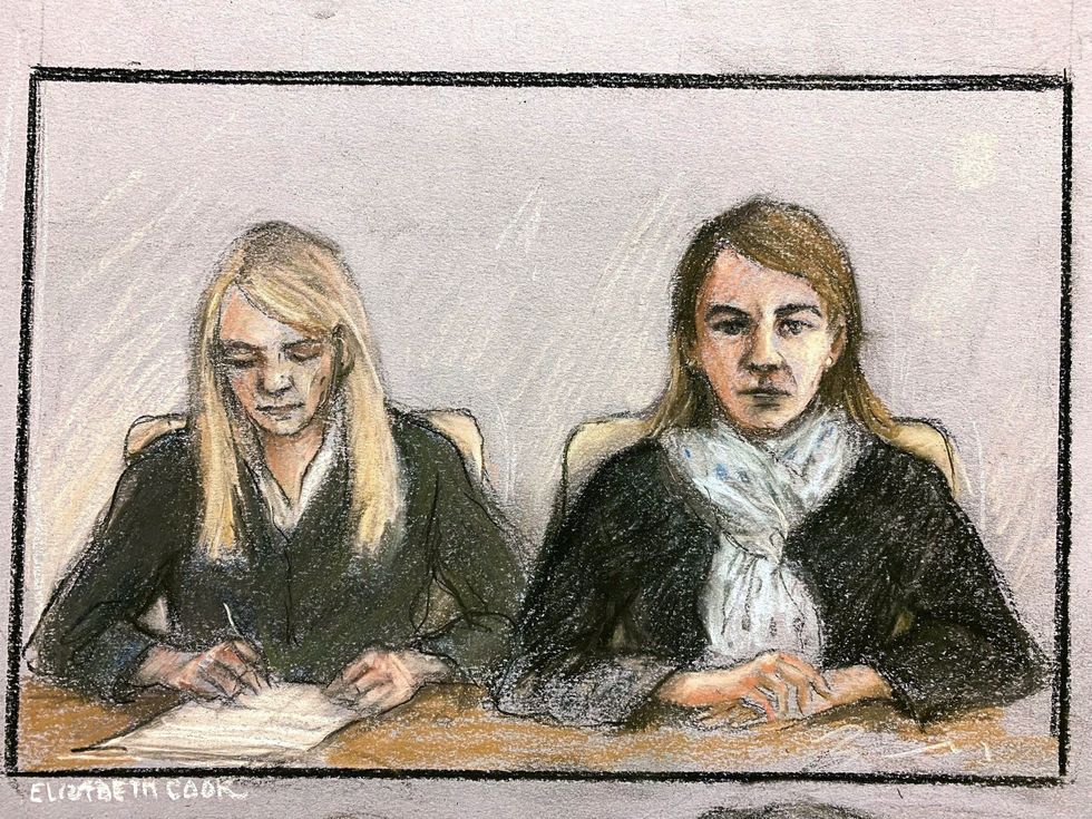Court artist drawing by Elizabeth Cook of US citizen Anne Sacoolas