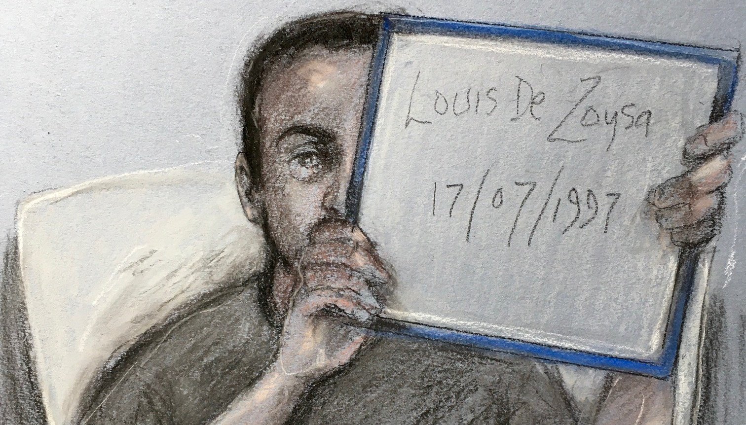 Court artist sketch by Elizabeth Cook of Louis de Zoysa, 23, at an earlier court appearance. Picture date: Wednesday June 30, 2021.