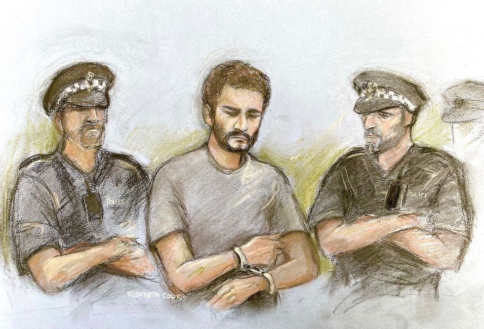 Court artist sketch by Elizabeth Cook of Thomas Cashman appearing in the dock at Liverpool Magistrates' Court, where he is accused of killing nine-year-old Olivia Pratt-Korbel, who died after she was shot in the chest at her home in Liverpool. Cashman has also been charged with the attempted murders of Olivia's mother, Cheryl Korbel, 46, who was injured during the incident, and convicted burglar Joseph Nee. Picture date: Monday October 3, 2022.