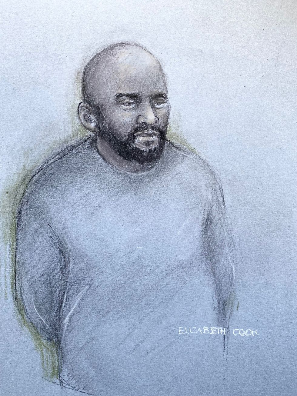 Court artist sketch of Davis during his trial