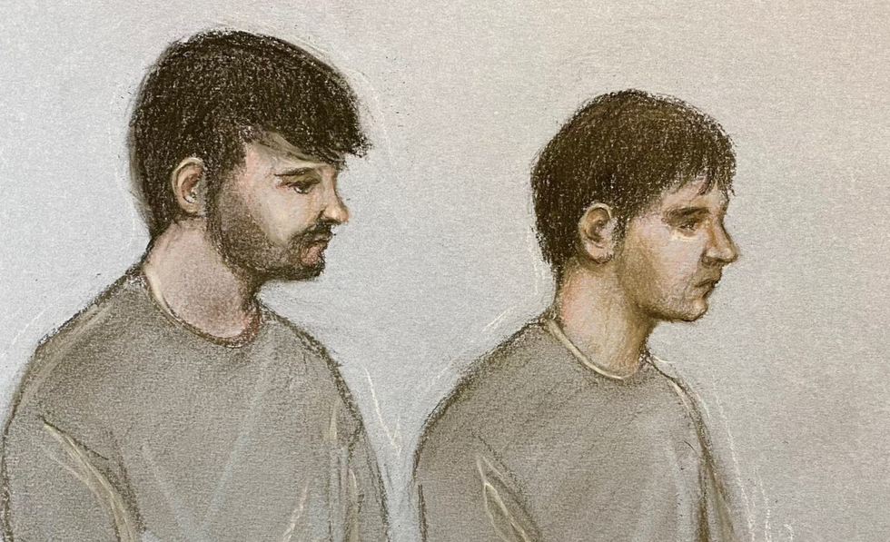 Court skeCourt sketch of Dmitrijus Paulauska and Jake Reeves (right) appearing at Westminster magistrates' court in central London.tch of