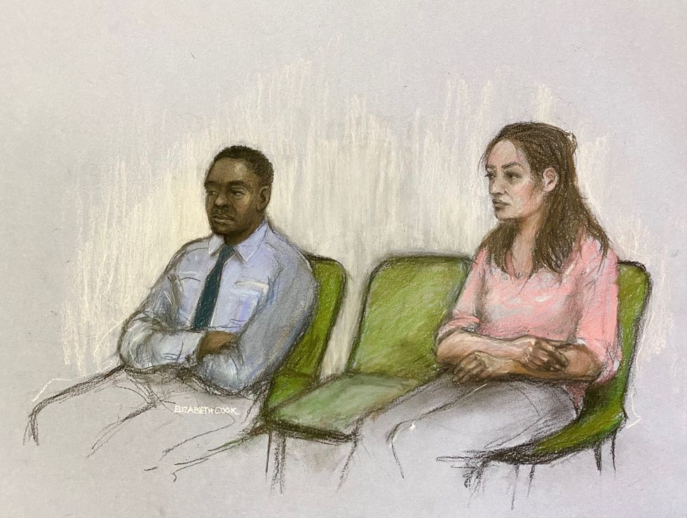 Court sketch of Constance Marten and Mark Gordon
