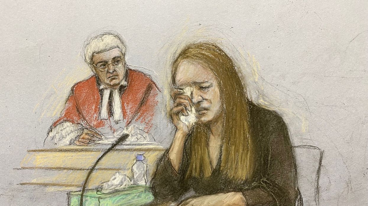 Court sketch of Lucy Letby crying