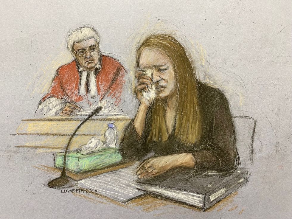 Court sketch of \u200bLucy Letby crying